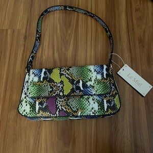 NWT Le Miel Multicolored vegan leather peta approved snakeskin purse